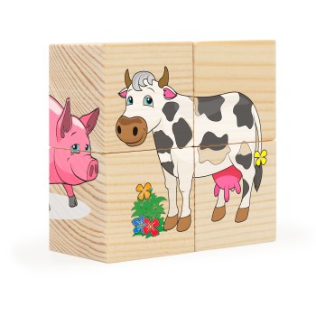 Анданте. RDI-D480a/Д480а Кубики-пазл 4 эл. "Домашние животные"