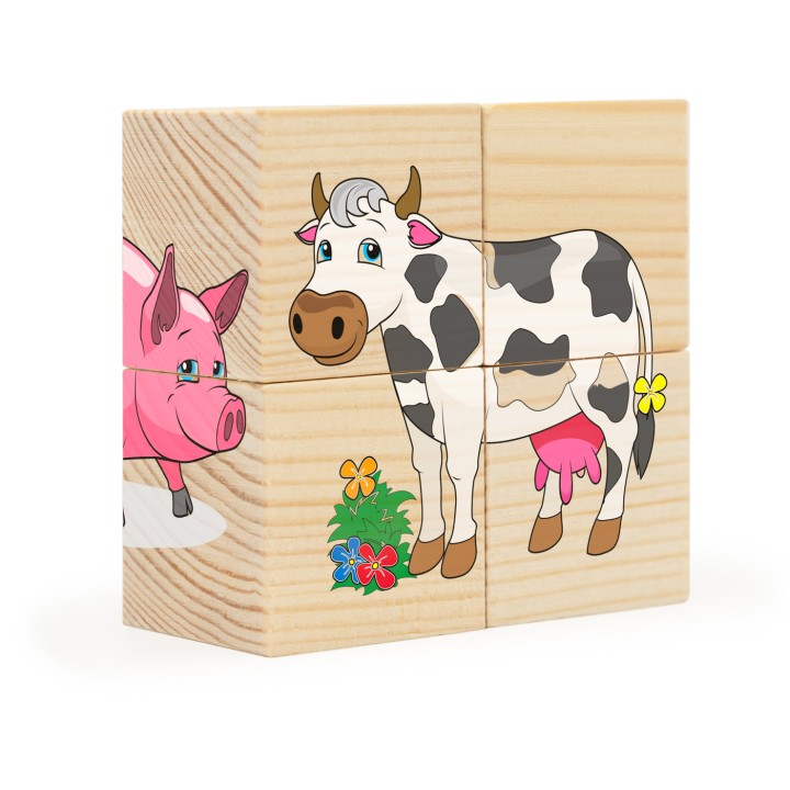 Анданте. RDI-D480a/Д480а Кубики-пазл 4 эл. "Домашние животные"