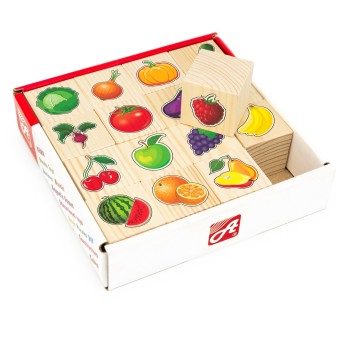 Анданте. RDI-D067a Набор кубиков "Овощи-фрукты" 16 шт/18