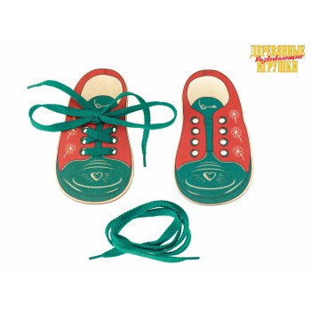 Анданте. Д425а Шнуровка "Ботинки Сердечко и Ключик" (2 ботинка со шнурками) 15*8 см.