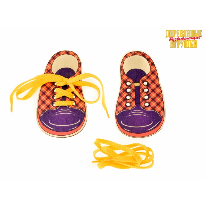 Анданте. Д427а Шнуровка "Ботинки Шотландка" (2 ботинка со шнурками) 15*8 см.