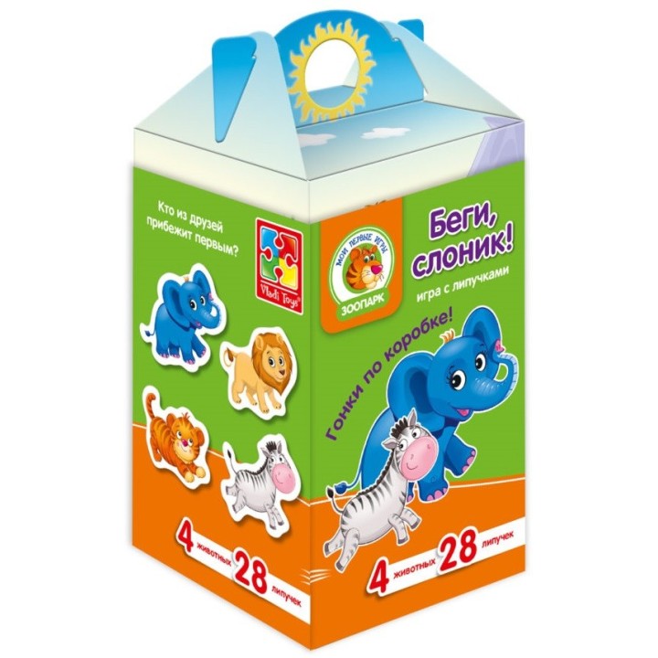 VladiToys. Игра с липучками арт.VT1312-02 "Беги, слоник!"