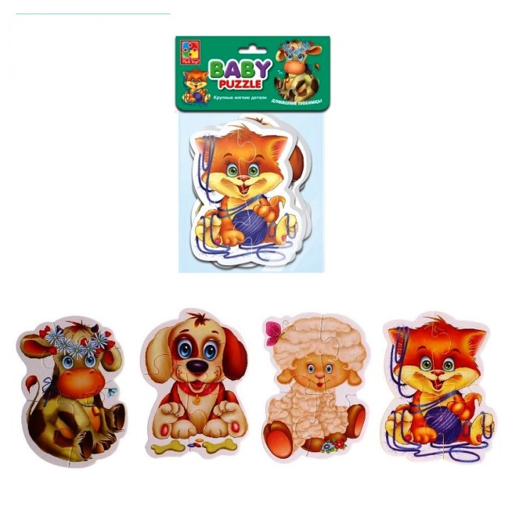 VladiToys. Мягкие пазлы (Baby puzzle) арт.VT1106-07 "Домашние любимцы" /100