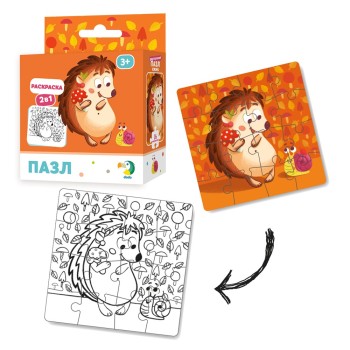 Dodo. Пазл-раскраска 2-в-1 "Ёжик" арт.R300119 /40
