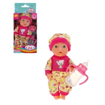 Карапуз. Пупс "Машенька" 12 см неозв. можно купать, пьет, писает, бутылочка, арт.Y12BB-21-RU
