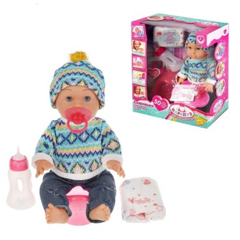 Карапуз. Пупс "Сашенька" 35 см озвуч. пьет, писает, с аксесс., 6 песен, арт.Y35CR-KN-35406