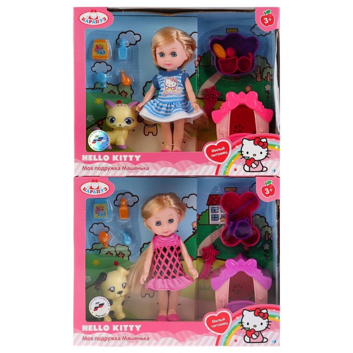 Карапуз. Кукла "Hello Kitty" 15 см "Машенька" с питомцем и аксесс. арт.MARY63001-HK
