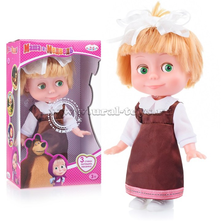 Карапуз. Кукла "Маша школьница" 25 см на бат озвуч. 3 стиха и песенка арт.83033SCH