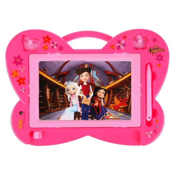 Царевны. Доска д/рис.ч/б. трафарет, 2 штампа, магнитный карандаш, 28*20см арт.HS105-R1