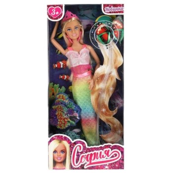 Карапуз. Кукла "София русалка" 29см руки и ноги сгибаются, светящаяся прядь арт.66001M-LH1-S-BB