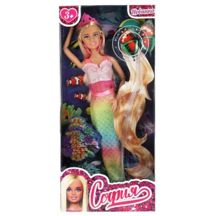 Карапуз. Кукла "София русалка" 29см руки и ноги сгибаются, светящаяся прядь арт.66001M-LH1-S-BB