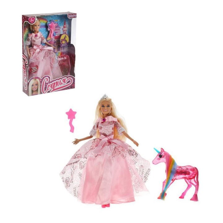 Карапуз. Кукла "София" 29см руки и ноги сгибаются, со светящимся единорогом арт.66001P-UL1-S-B