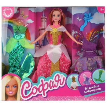 Карапуз. Кукла "София" 29см с 3 наборами одежды, София принцесса 3в1. арт.66276-20-S-BB