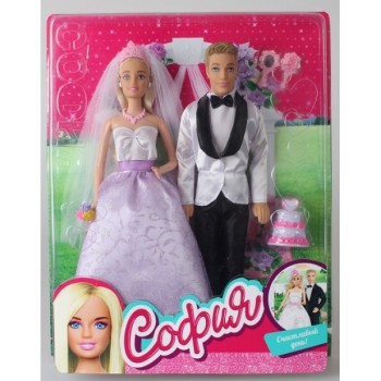 Карапуз. Набор из 2-х кукол "София и Алекс" 29см свадьба, с аксесс. арт.99026-S-AN