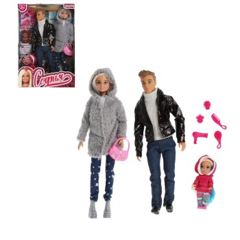 Карапуз. Кукла "София и Алекс" 29 см с дочкой,с акс,руки,ноги сгиб, арт.66502-21-SA-BB