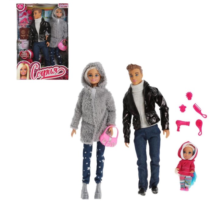 Карапуз. Кукла "София и Алекс" 29 см с дочкой,с акс,руки,ноги сгиб, арт.66502-21-SA-BB