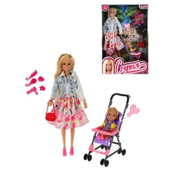 Карапуз. Кукла "София" 29см с дочерью и акс на прогулке арт.66383F-21-S-BB
