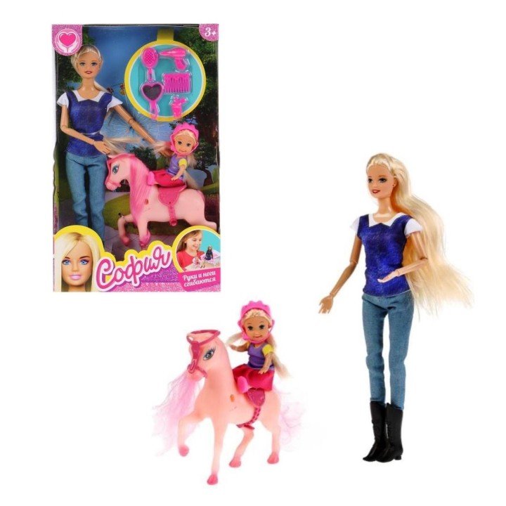 Карапуз. Кукла "София" 29см с дочерью на лошадке, аксессуары арт.B161-S-BO