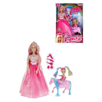 Карапуз. Кукла "София" 29см с дочерью на лошадке, с акс арт.66325-22-S-BB