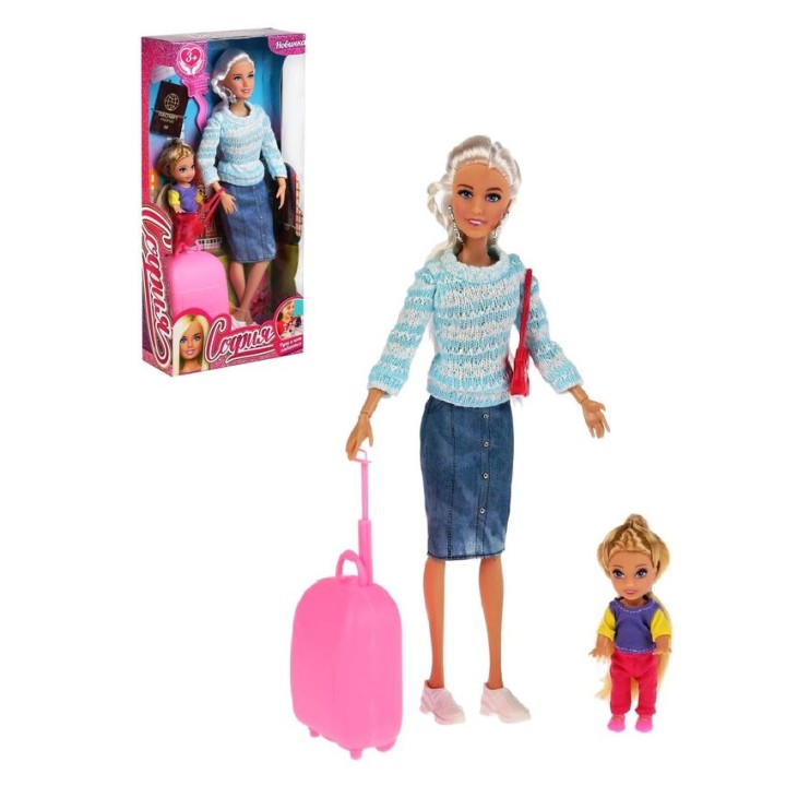 Карапуз. Кукла "София" 29см с дочкой, с акс для путеш, руки и ноги сгибаются арт.66509-21-S-BB