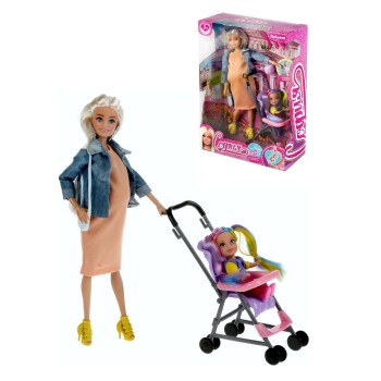 Карапуз. Кукла "София" 29см беременная, с дочкой, с акс руки и ноги сгиб, арт.66507-21-S-BB