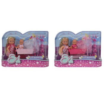 Evi.5736242 Кукла Еви 12 см+пупс 7,5 см в кроватке, ассорт. 12/72