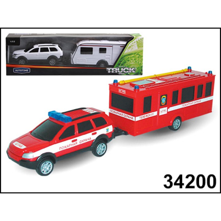 Autogrand. Машина арт.34200 "Command Centre" пожарная с прицепом 1:32