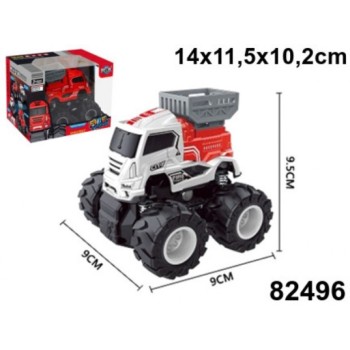 Autogrand. Грузовик–бигфут арт.82496 Пожарный подъёмник, фрикционный механизм, 9 см, белый