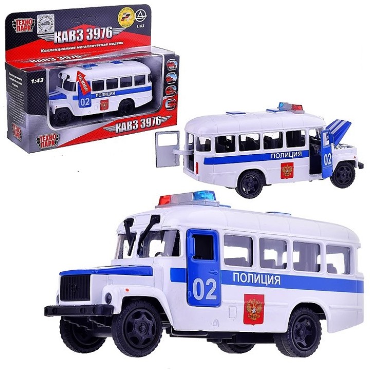Технопарк. КАВЗ 3976 "Автобус. Полиция" арт.СТ10-069-3 (звук+свет) /24