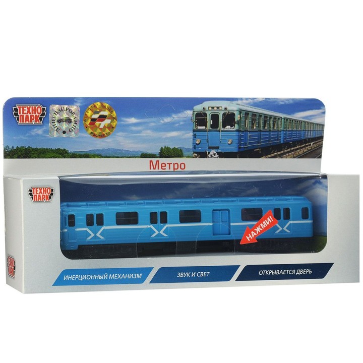 Технопарк."ЖД. Вагон метро" арт.SB-14-01 18,5 см (свет+звук)