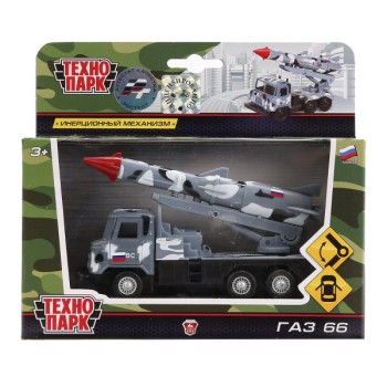 Технопарк."Газ 66" арт.SB-16-78-1-WB металл.инерц. с ракетой,12см сер.камуф.,отк.дв.