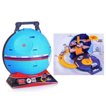 Технопарк. Шар-парковка "Полиция" арт.A129-H06049-R с двумя машинками УАЗ, Лада 7,5 см.