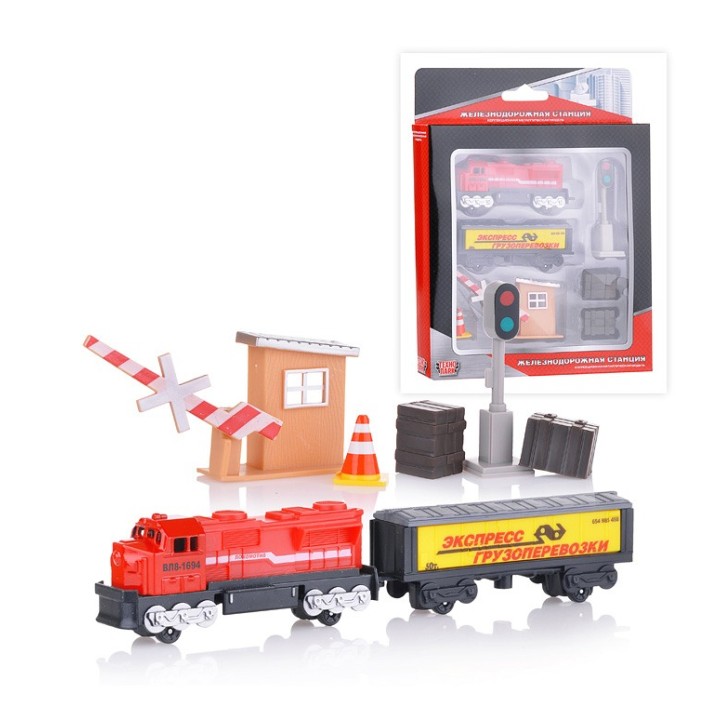 Технопарк. Набор "Железнодорожная станция" 7,5 см с аксес.. арт.30618-R