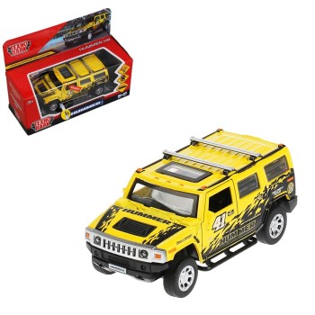Технопарк. Модель "Hummer H2 Cпорт" арт.HUM2-12SLSRT-YE 12 см свет-звук инерц., желтый в кор.