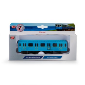 Технопарк."ЖД. Вагон метро" арт.SB-16-06/ SB-16-06-R-WB 15см металл. инерц. откр. дверь цвет в асс