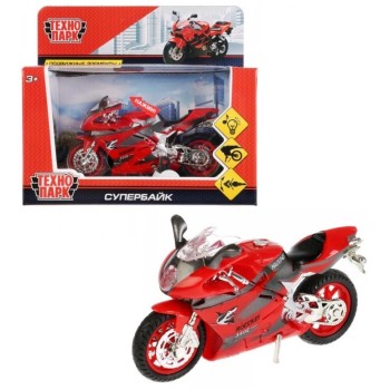 Технопарк. Супербайк на бат свет+звук арт.ZY025296-R поднож, вращ. руль 13,5 см,