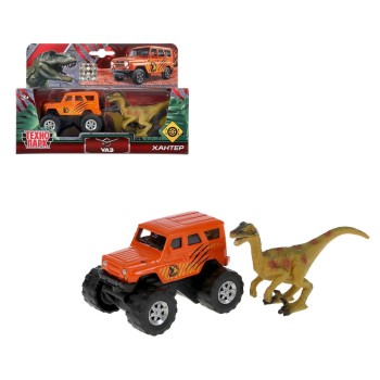 Технопарк. "УАЗ HUNTER" арт.SB-17-01-UH+DINO(WB) 7,5 см + динозавр 9 см, кор.