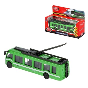 Технопарк. Троллейбус арт.SB-18-10-GN-WB 15 см новый открыв. двери, инерц.