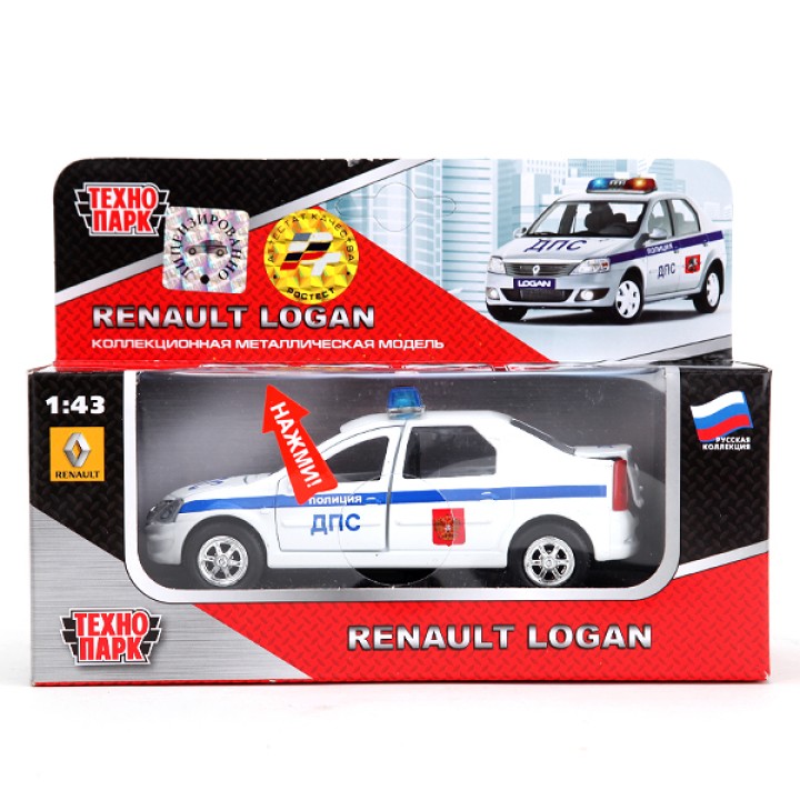 Технопарк. Модель "Renault Logan" ДПС арт.SB-13-21-1 1:43 (свет+звук)