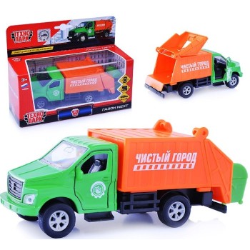 Технопарк."Газ Газон Next" Мусоровоз арт.SB-18-29-G-WB 15,5см, открыв. двери, инерц. в кор.