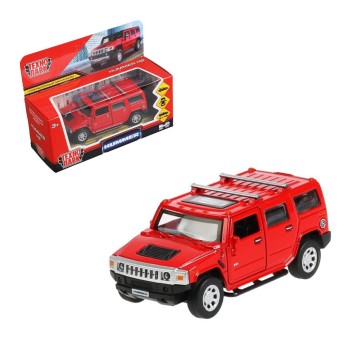 Технопарк. Модель "Hummer H2" арт.HUM2-12-RD 12см,откр двери багаж, инерц, красный,