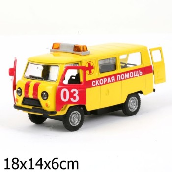 Технопарк. "УАЗ-39625" арт.CT-1232WB-P Скороя помощь 1:43 (свет+звук)