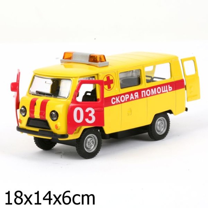Технопарк. "УАЗ-39625" арт.CT-1232WB-P Скороя помощь 1:43 (свет+звук)