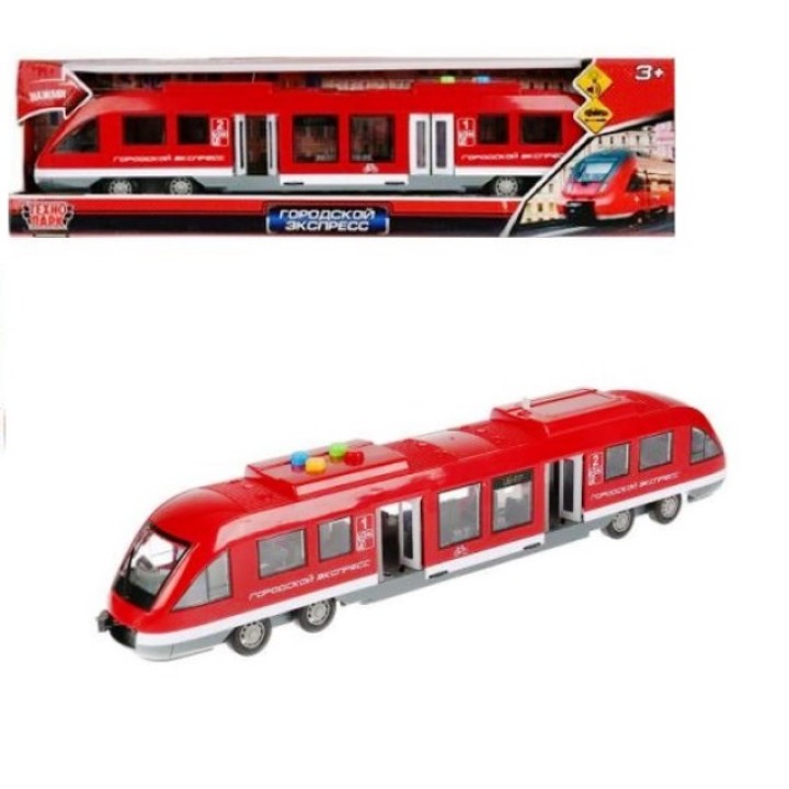 Технопарк. Машина "Городской экспресс" арт.8033-1R на бат свет+звук 45см, пласт, инерц.