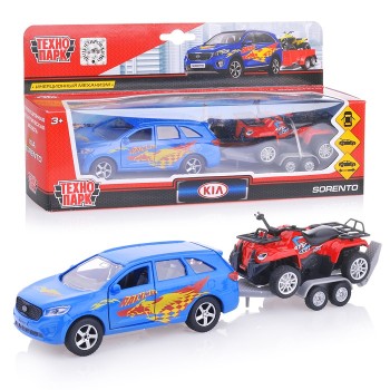 Технопарк. Модель "Kia Sorento Prime. Спорт" арт.SB-18-05WB 12см инерц. с квадроциклом 7,5см.