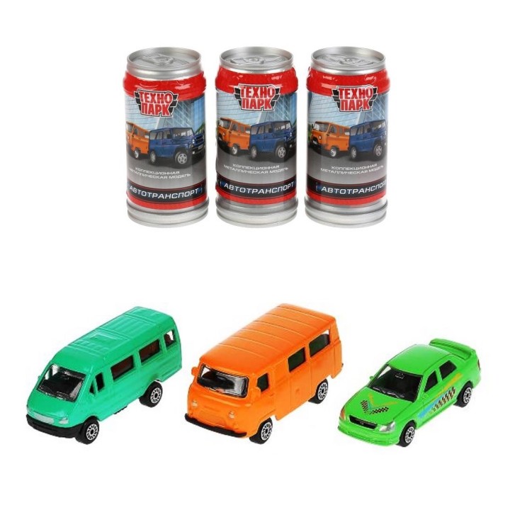 Технопарк. Машинка металл. "Автотранспорт" в банке русс. модели машин 7,5см в асс. арт.SB-17-42CDU-3