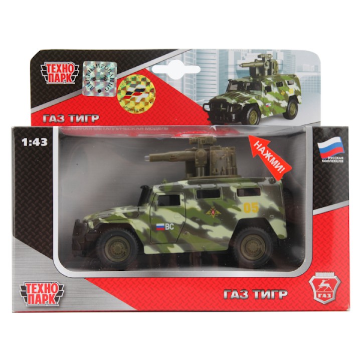 Технопарк."Газ Тигр" арт.CT12-357-G2 1:43 (свет+звук) /24