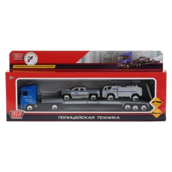 Технопарк. Набор из металл машин "Автовоз полиция"с машинками, длина 24см, арт.1045B-R