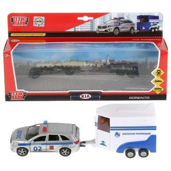 Технопарк. Модель "Kia Sorento Prime" + фургон с лошадью арт.SB-18-06WB 12см, инерц.