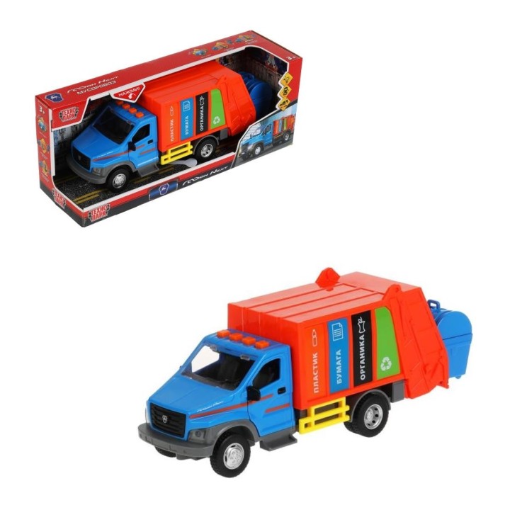 Технопарк."Газон Next" Мусоровоз арт.GAZONGARB-22PL 22 см, свет-звук, двери, инерц, син, кор.